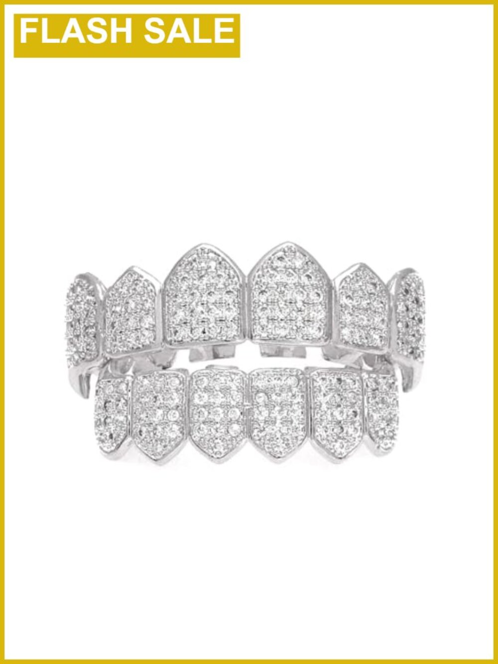 Iced Out Diamond Teeth Grillz Hip Hop Silver 14k Gold Plated Top Bottom